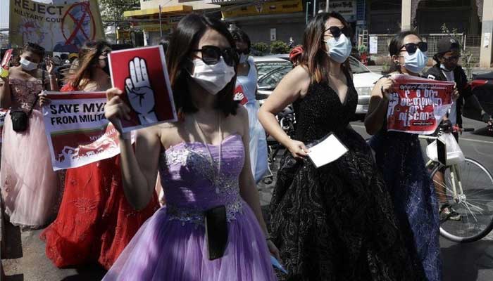 "princess protest" in Myanmar's main city Yangon.