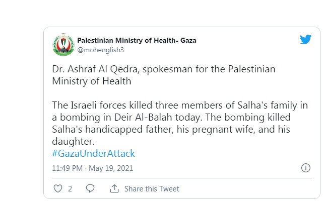 Israeli air raid kills disabled man, pregnant wife, child