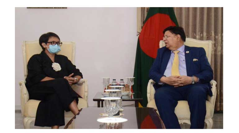 Bangladesh Foreign Minister talks to the Indonesian Foreign Minister