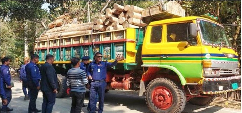 কাঠভর্তি ট্রাকে সন্ত্রাসীদের গুলি